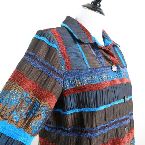 Vintage Graff Size S Mixed Media Jacket Art-To-Wear Blue Red Brown - Picture 6 of 10
